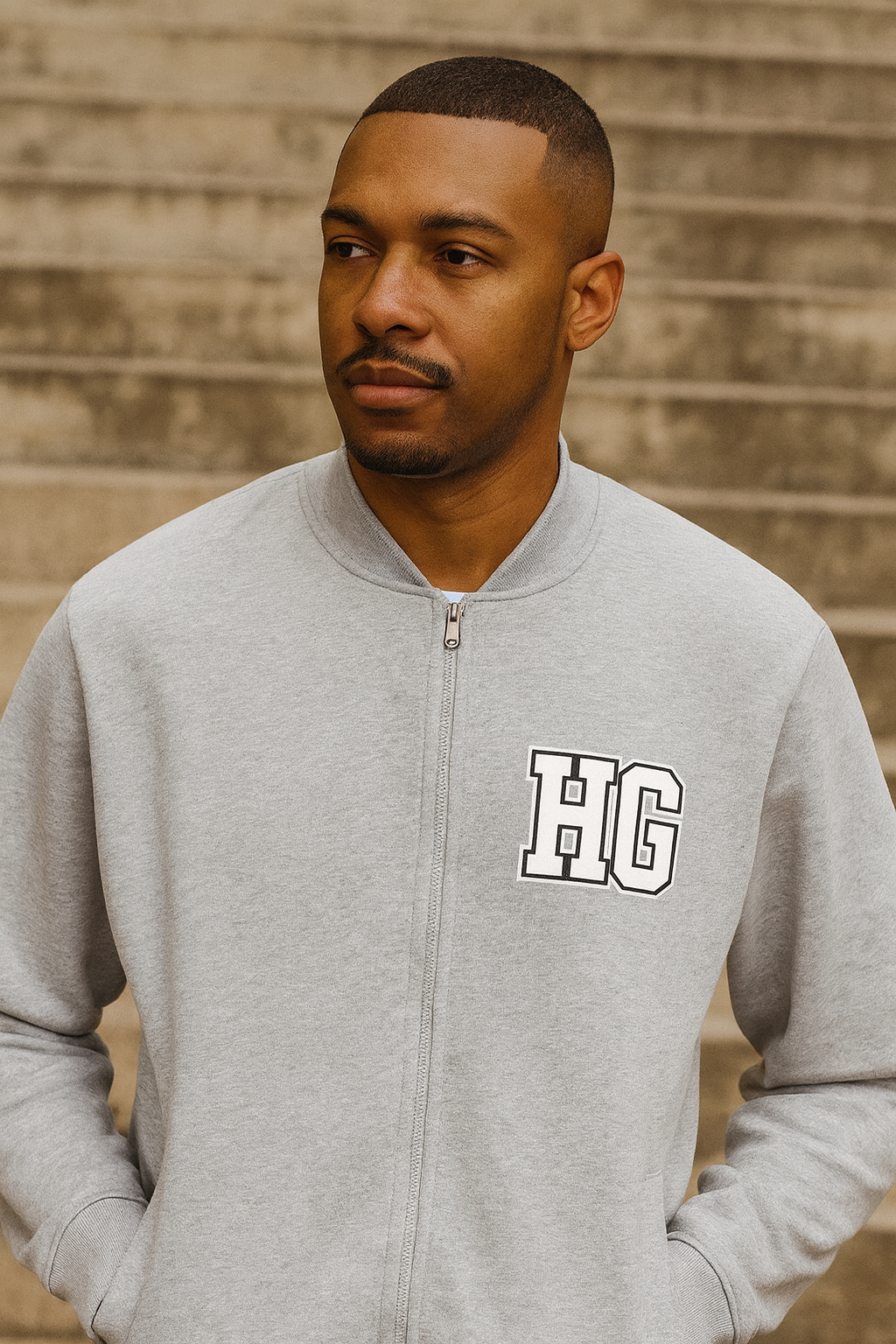 Heavens Garden Fleece Zip-Up Varsity Jacket – “Come As You Are”
