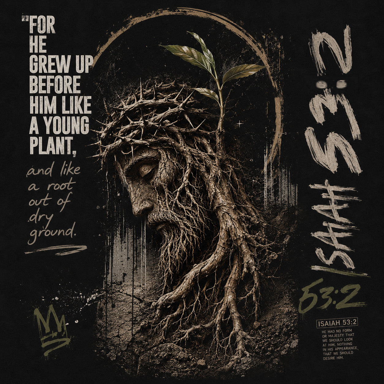 Isaiah 53:2 “Root Out of Dry Ground” Heavyweight Oversized T-Shirt