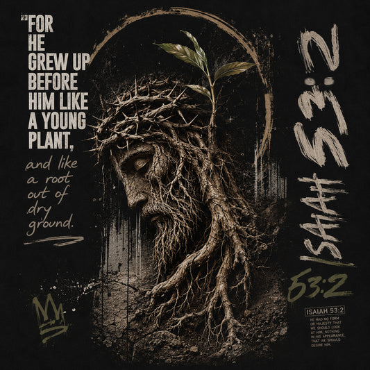 Isaiah 53:2 “Root Out of Dry Ground” Heavyweight Oversized T-Shirt