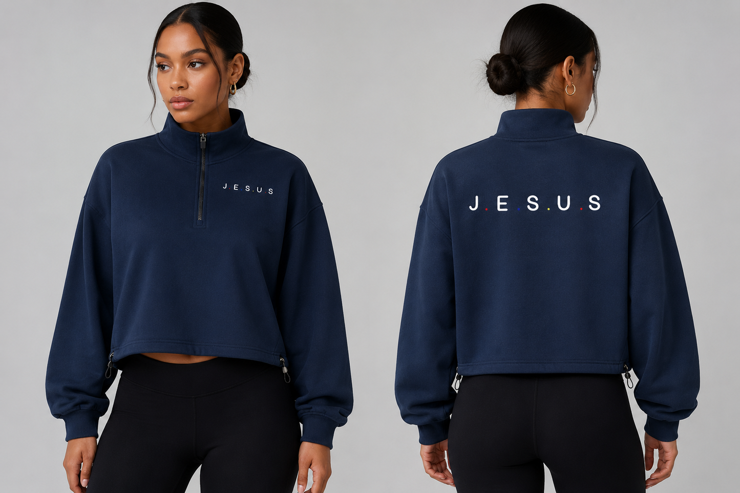 J.E.S.U.S. Women’s Premium Heavyweight Mock-Neck Quarter-Zip Sweatshirt