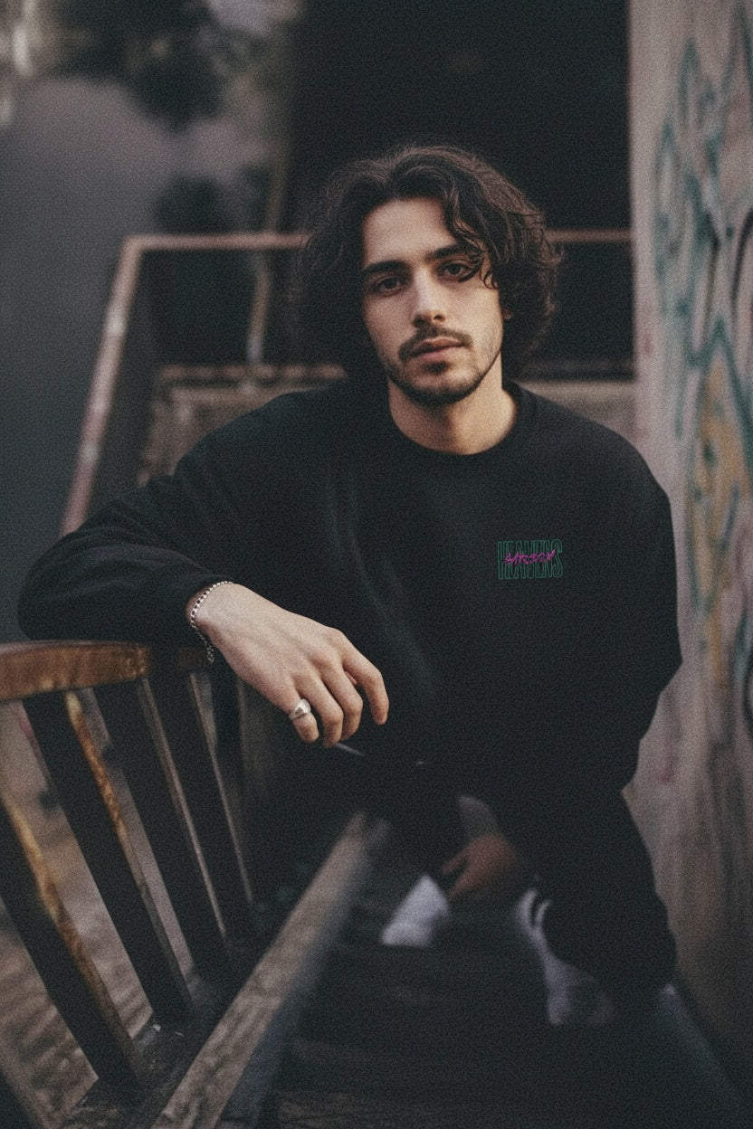 Heavens Garden “Retro Vision” Embroidered Heavyweight Crewneck – Neon Faith Edition