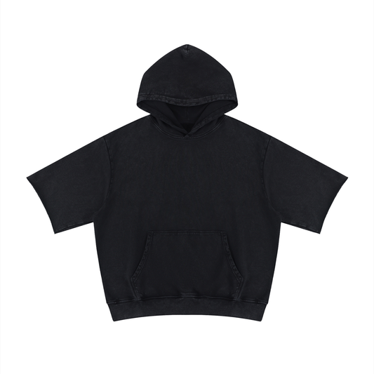 Unisex Mineral Wash Short Sleeve Hoodie