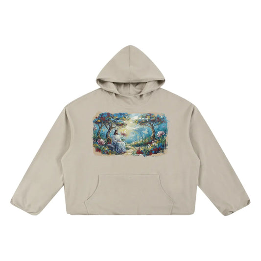 The Garden of Peace // Boxy Gather-Hem Hoodie