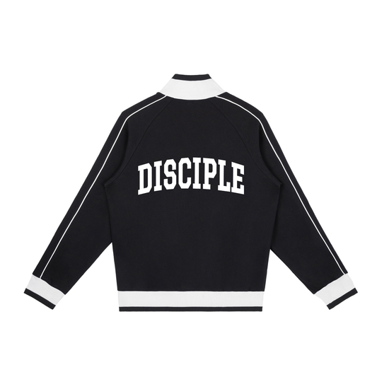 Color Block Raglan Sleeve Zip Track Jacket (Black)