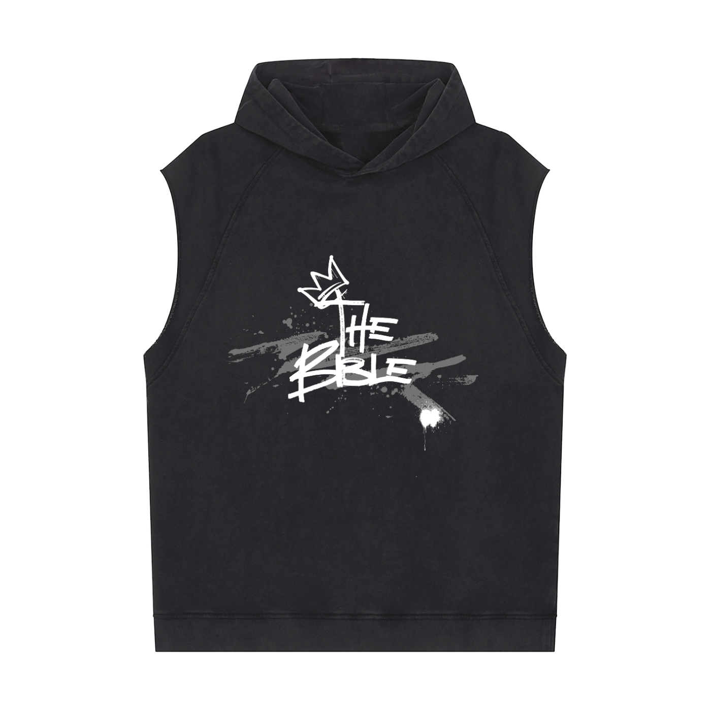 "The Bible” Sleeveless Heavyweight Training Hoodie – Built on Faith (Joshua 1:9)