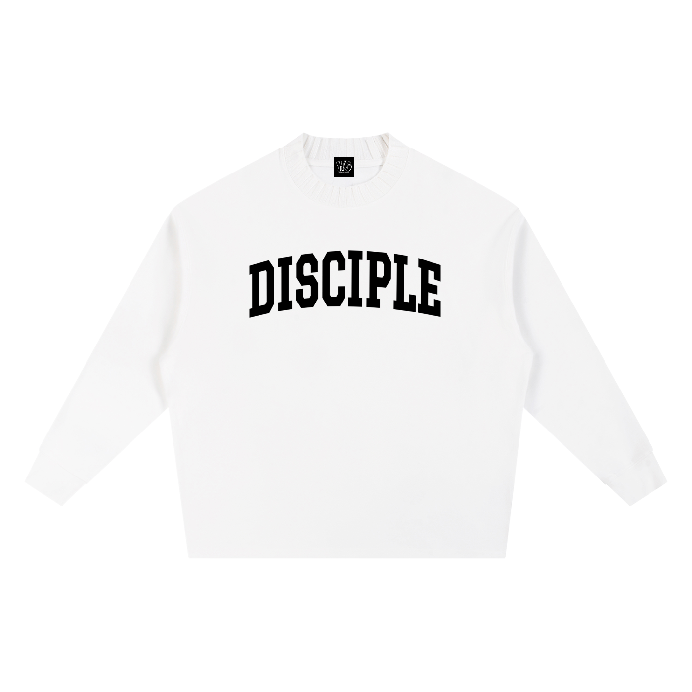 “Disciple” Oversized Knit Crewneck (White) – Heaven’s Garden Edition