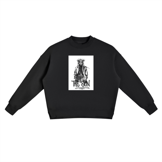 “THE SON” Illustrated Fleece Side-Slit Crewneck