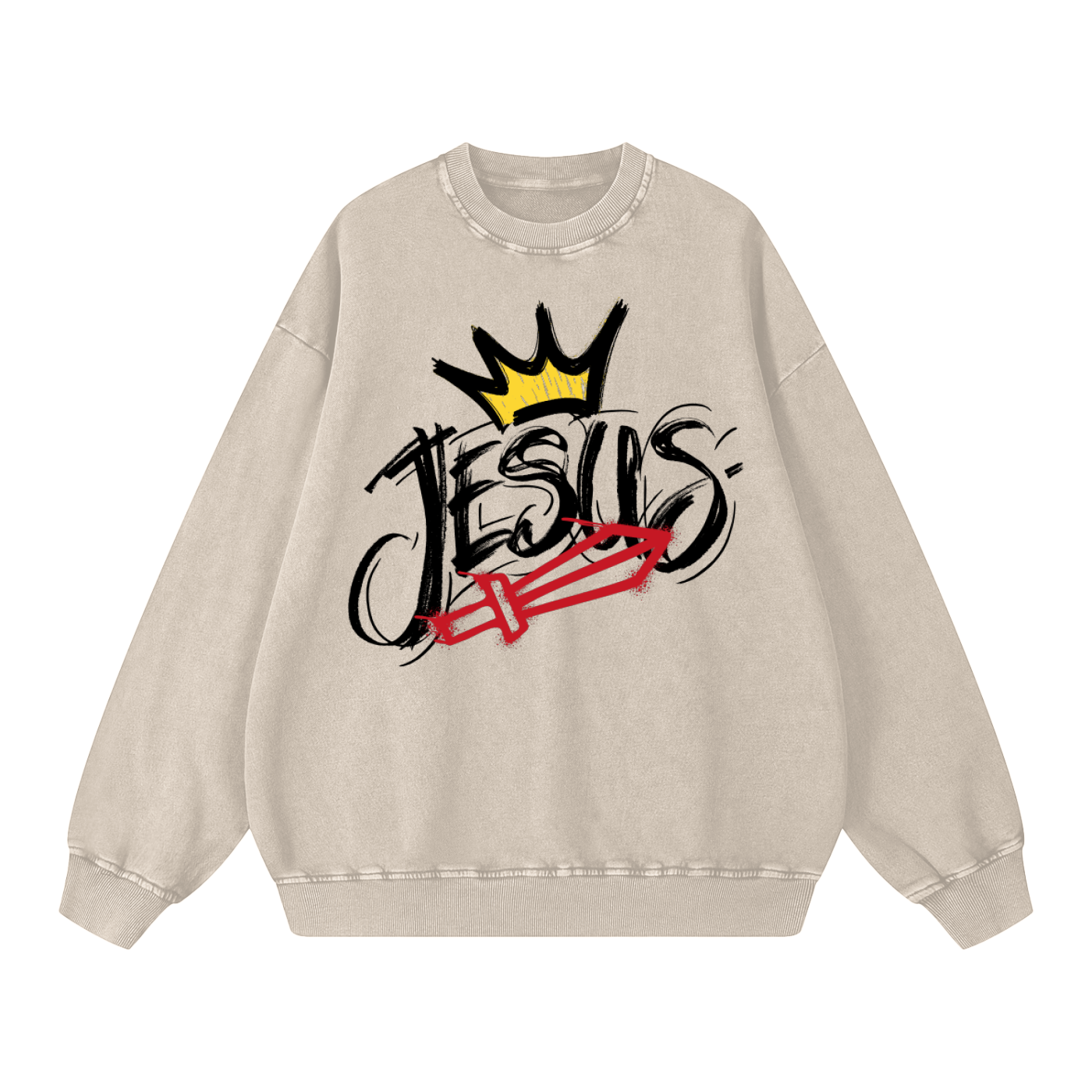 Crowned Savior Snow Washed Oversized Sweatshirt