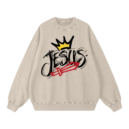 Crowned Savior Snow Washed Oversized Sweatshirt