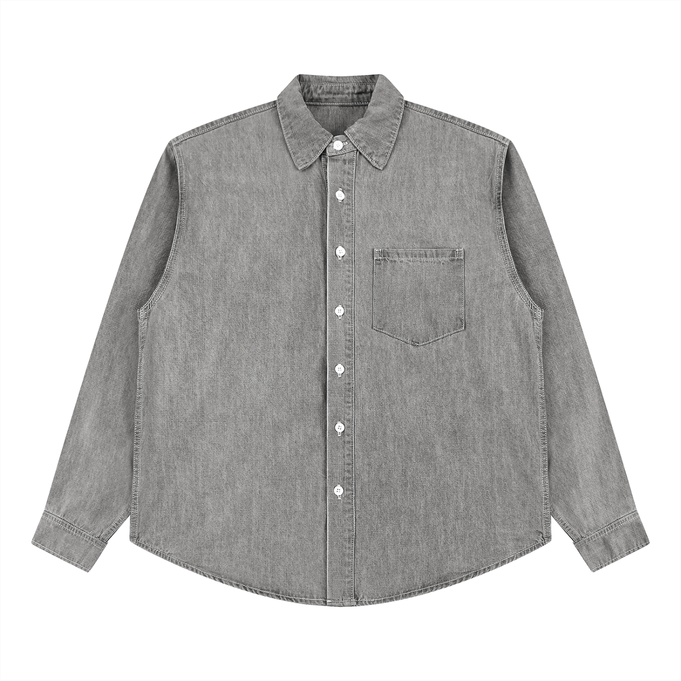 Unisex Vintage Wash Denim Button-Up Shirt