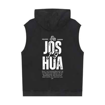 "The Bible” Sleeveless Heavyweight Training Hoodie – Built on Faith (Joshua 1:9)