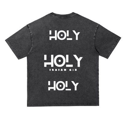 “HOLY HOLY HOLY” Isaiah 6:3 | Snow Washed Heavyweight Oversized T-shirt