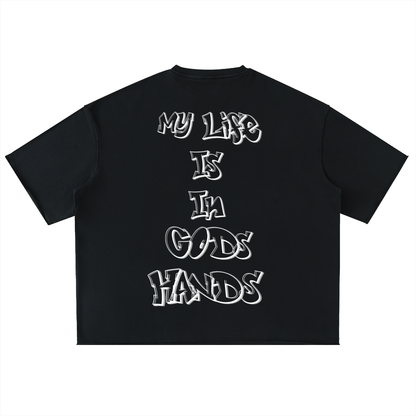 “In God’s Hands” Heavyweight Washed Rolled Hem T-Shirt – Divine Protection Drop