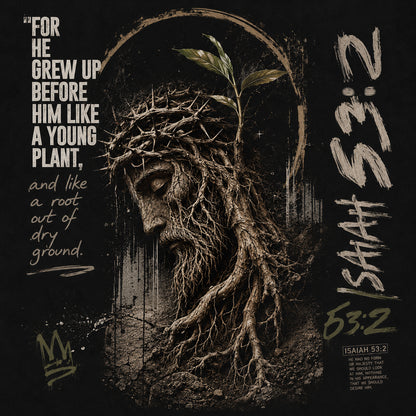 Isaiah 53:2 “Root Out of Dry Ground” Heavyweight Oversized T-Shirt