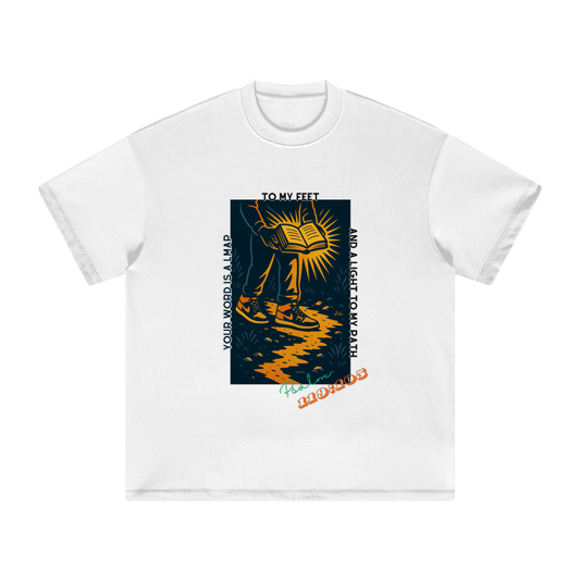 “Lamp to My Feet” Earth Tone Heavyweight Tee (White) – Psalm 119:105 Edition