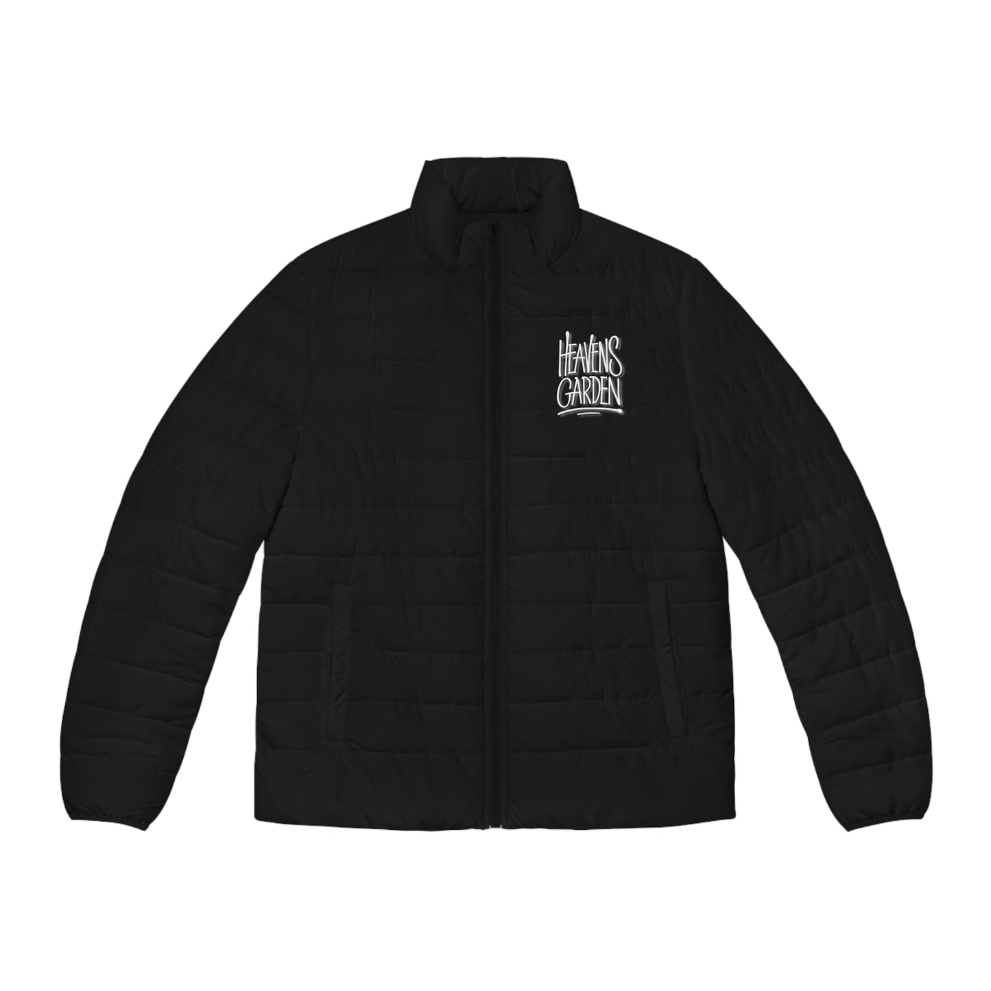 Heaven’s Garden “JESUS” Graffiti Puffer Jacket – Black Urban Faith Edition