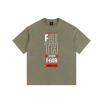 The Fearless Tee: "Faith Over Fear" Isaiah 41:10 Vintage Washed Oversized T-Shirt