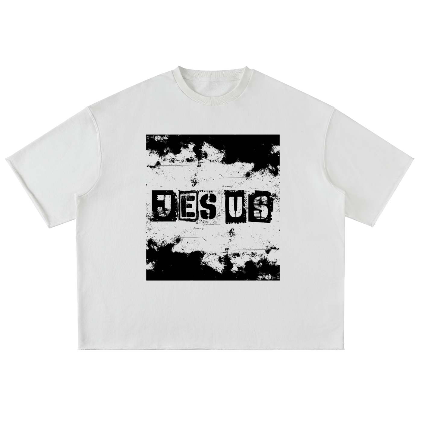 “JESUS Over All” Washed Rolled Hem Heavyweight Tee (White)