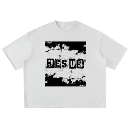 “JESUS Over All” Washed Rolled Hem Heavyweight Tee (White)