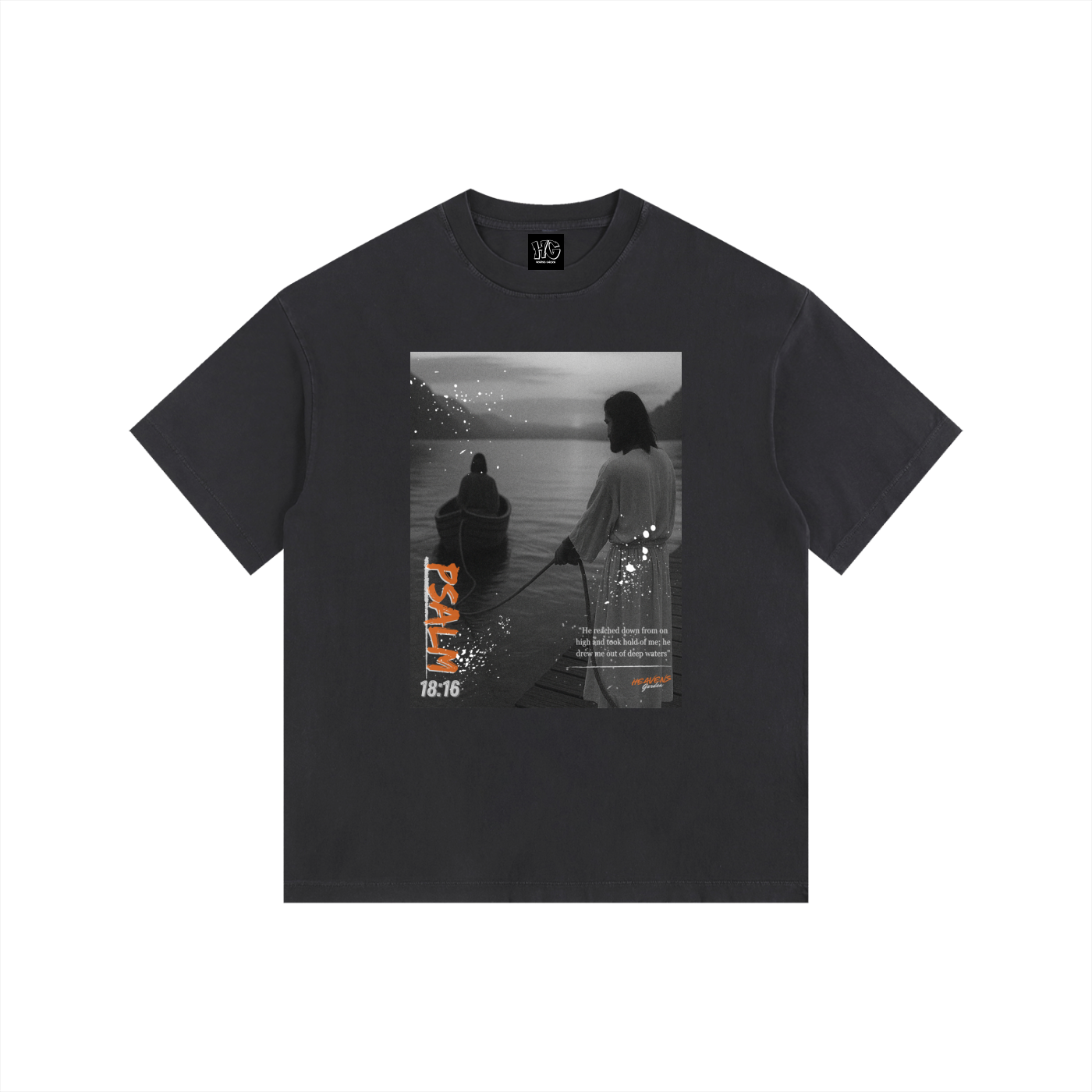 Heaven’s Garden “Drawn From Deep Waters” Vintage Wash Oversized T-Shirt – Psalm 18:16