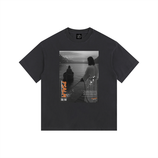 Heaven’s Garden “Drawn From Deep Waters” Vintage Wash Oversized T-Shirt – Psalm 18:16