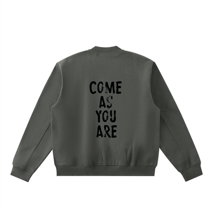 Heavens Garden Fleece Zip-Up Varsity Jacket – “Come As You Are”