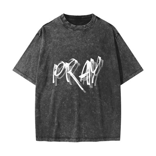 Heavens Garden “PRAY” Heavyweight Snow Washed T-Shirt