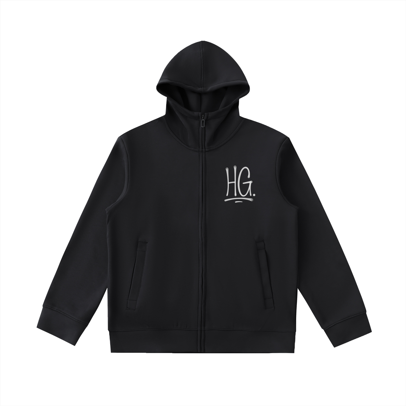 HG High Neck Zip-Up Hoodie – Heavyweight Statement Piece