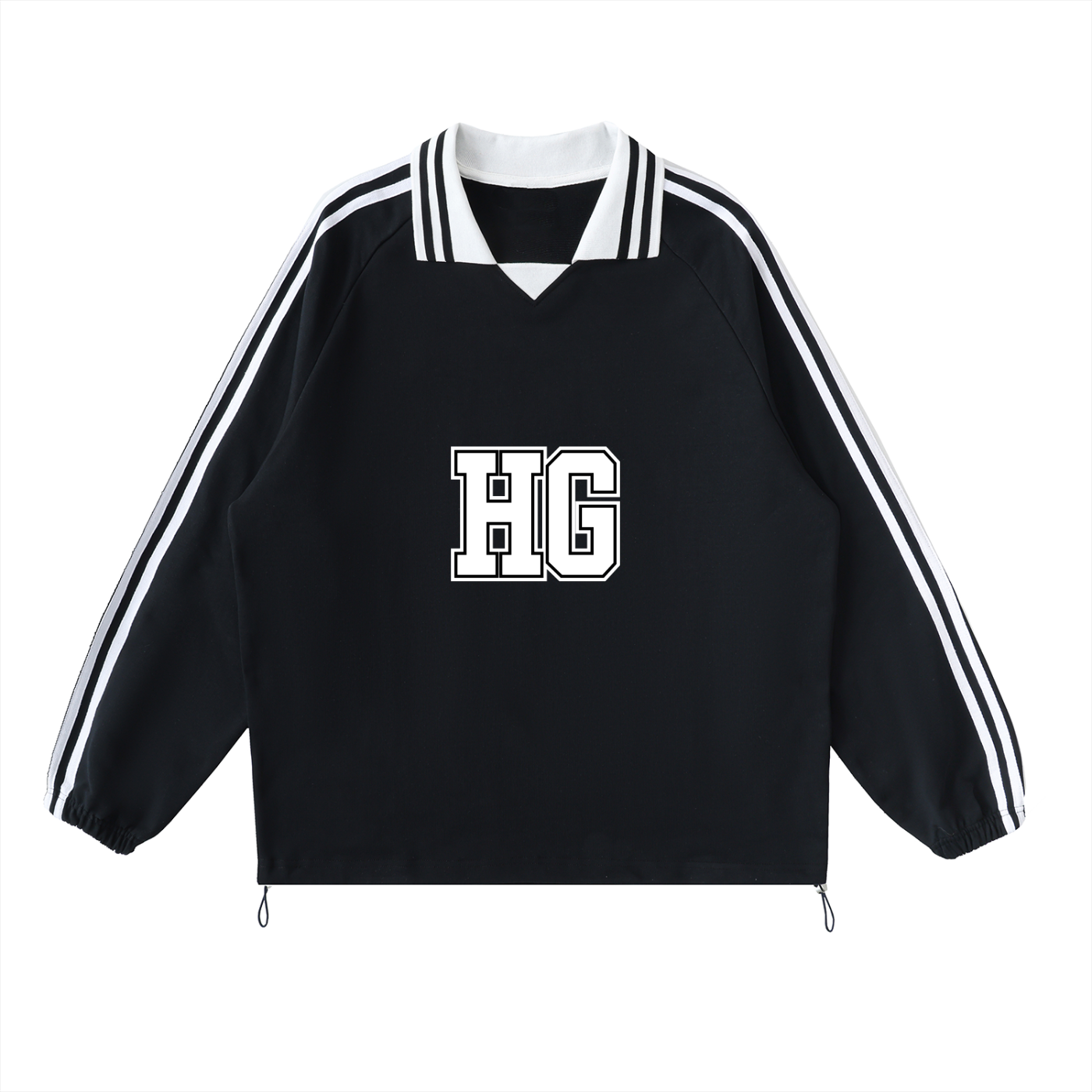 Heavens Garden Unisex John 14:14 Varsity-Striped Lapel Sweatshirt – Black