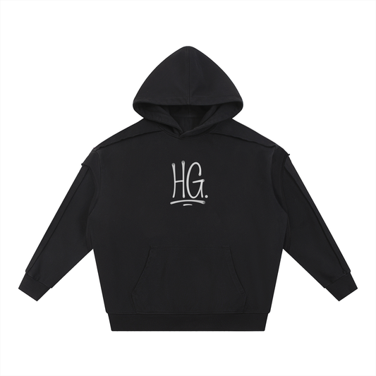 “KING JESUS” Double Layered Contrast Tape Hoodie — Heaven’s Garden Raw Edge Edition