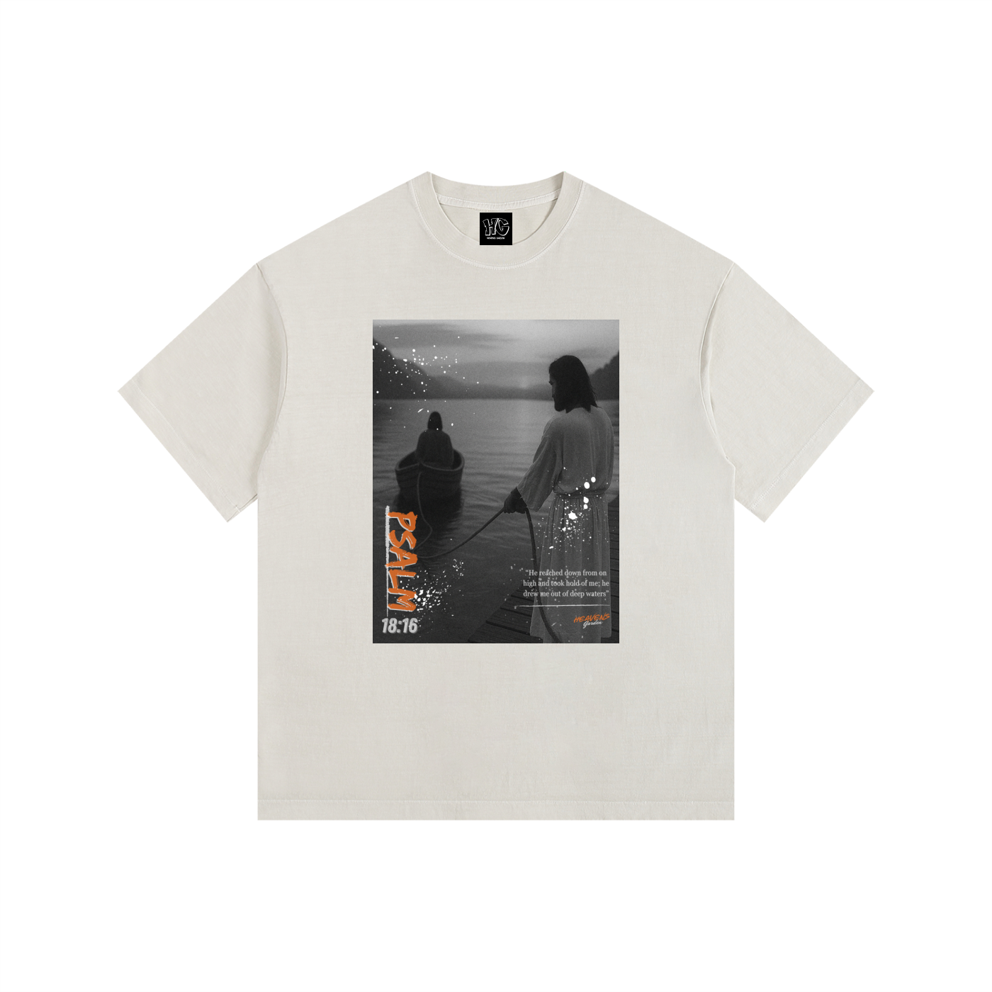 Heaven’s Garden “Drawn From Deep Waters” Vintage Wash Oversized T-Shirt – Psalm 18:16