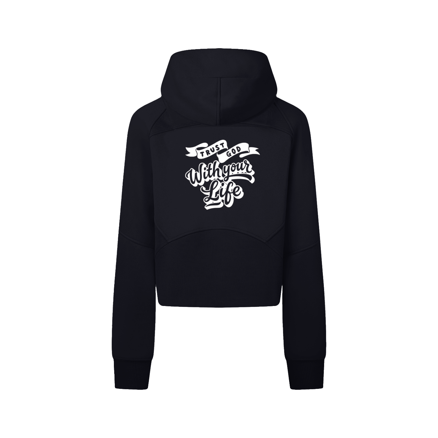 “Trust God With Your Life” Cropped Zip-Through Hoodie