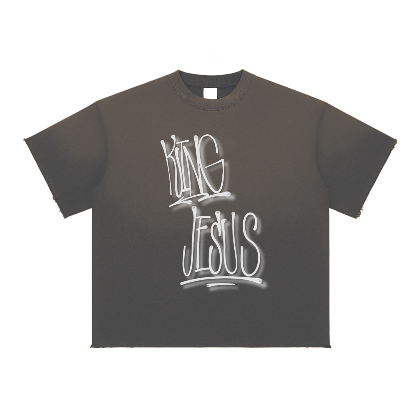 “King Jesus” Sun Fade Raw Edge Tee – Heaven’s Garden Edition
