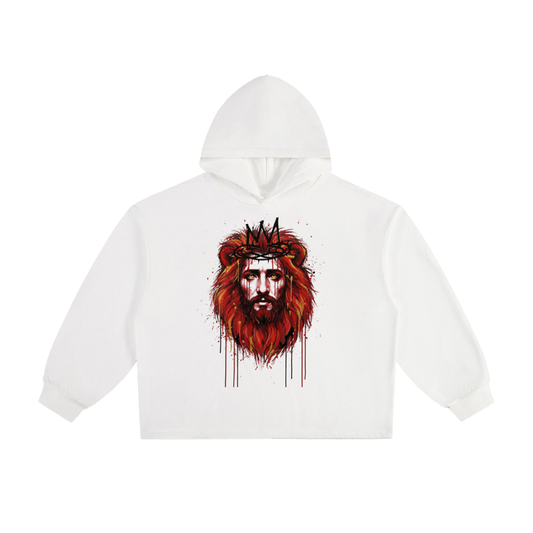 "Lion of Judah" Revelation 5:5 Paint Drip Graphic Heavyweight Oversized Drawstring Hem Hoodie