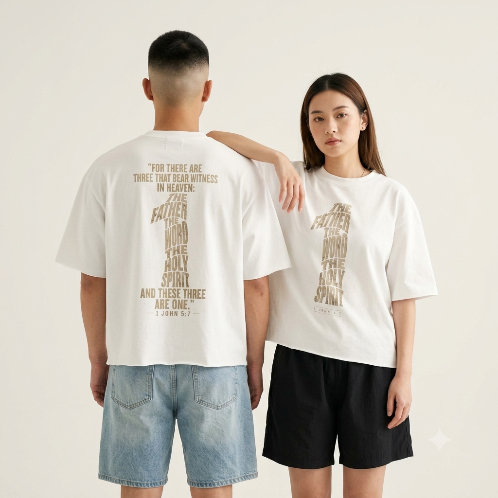 “The Three Are One” Boxy Raw-Edge T-Shirt | 1 John 5:7