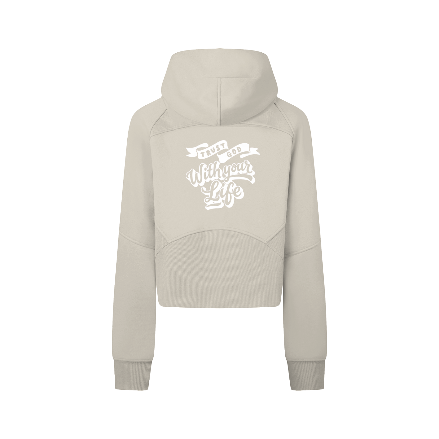 “Trust God With Your Life” Cropped Zip-Through Hoodie