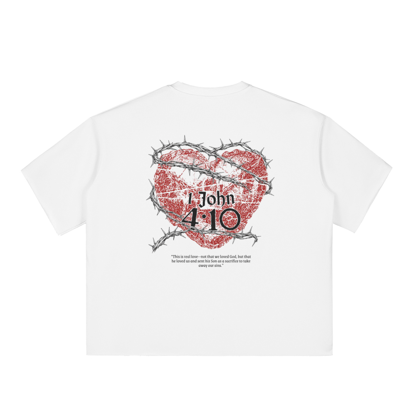 Crowned in Love – 1 John 4:10 Boxy Half-Sleeve Raw Edge T-Shirt