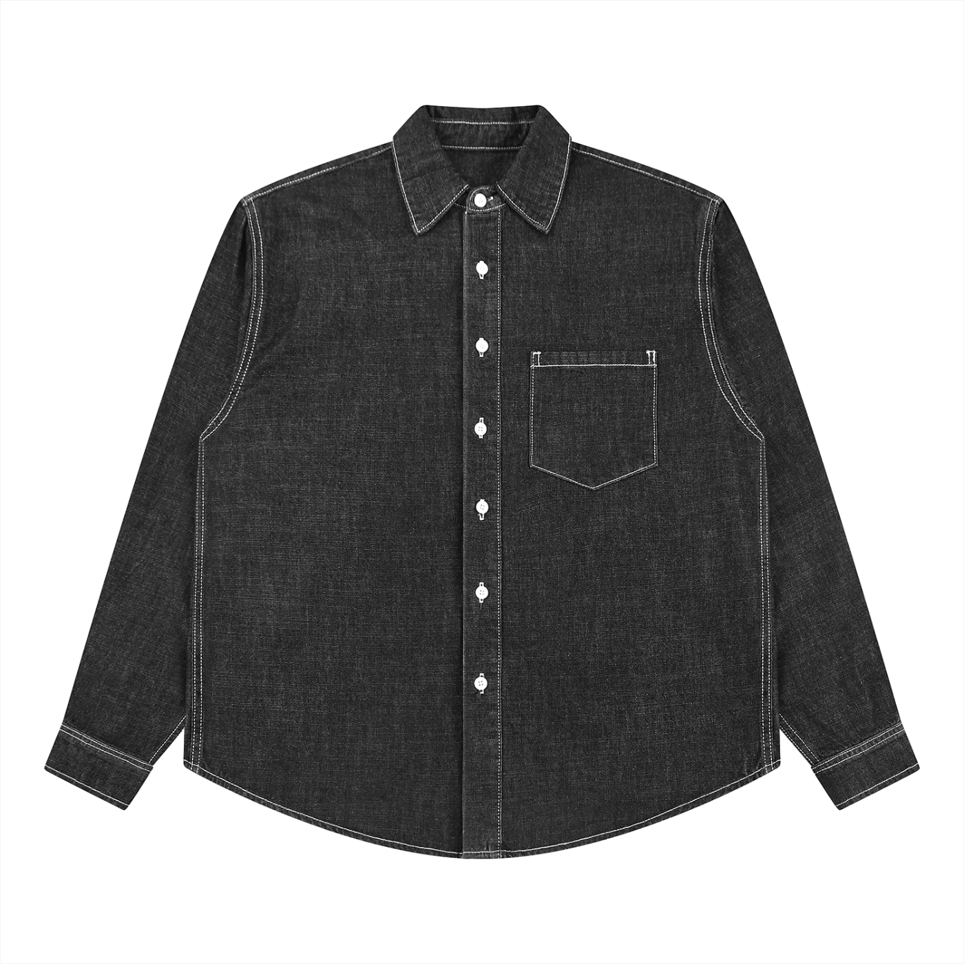 Unisex Vintage Wash Denim Button-Up Shirt