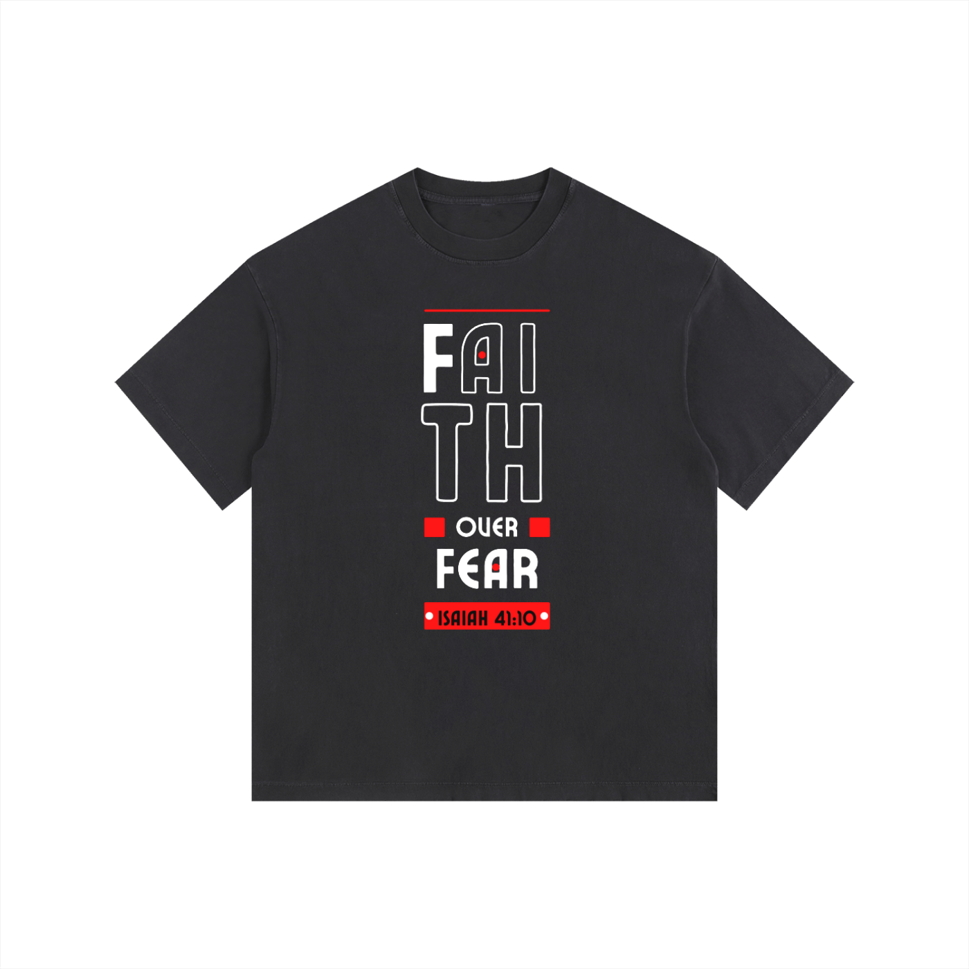The Fearless Tee: "Faith Over Fear" Isaiah 41:10 Vintage Washed Oversized T-Shirt