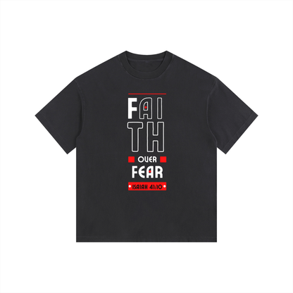 The Fearless Tee: "Faith Over Fear" Isaiah 41:10 Vintage Washed Oversized T-Shirt