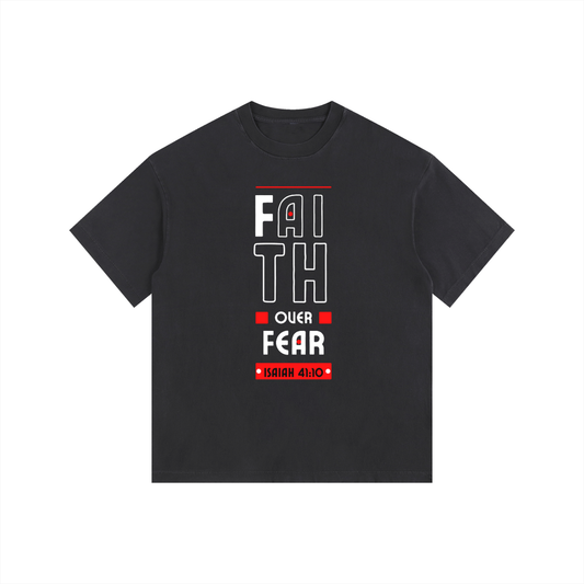 The Fearless Tee: "Faith Over Fear" Isaiah 41:10 Vintage Washed Oversized T-Shirt