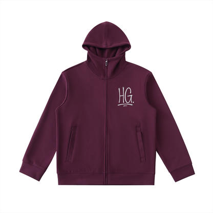 HG High Neck Zip-Up Hoodie – Heavyweight Statement Piece