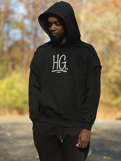 “KING JESUS” Double Layered Contrast Tape Hoodie — Heaven’s Garden Raw Edge Edition
