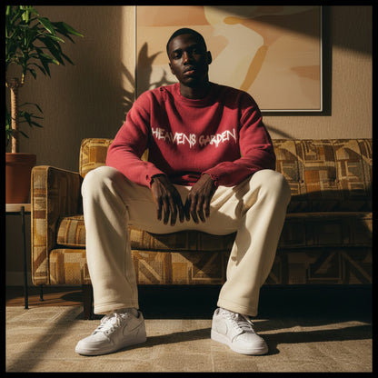 Sun-Fade Distressed “Heaven’s Garden” Crewneck Sweater