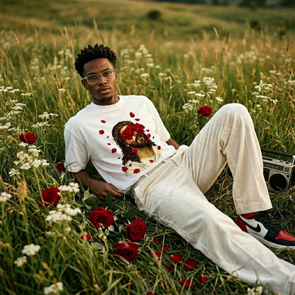 “The Love of Christ” Rose Petal Graphic Boxy T-Shirt