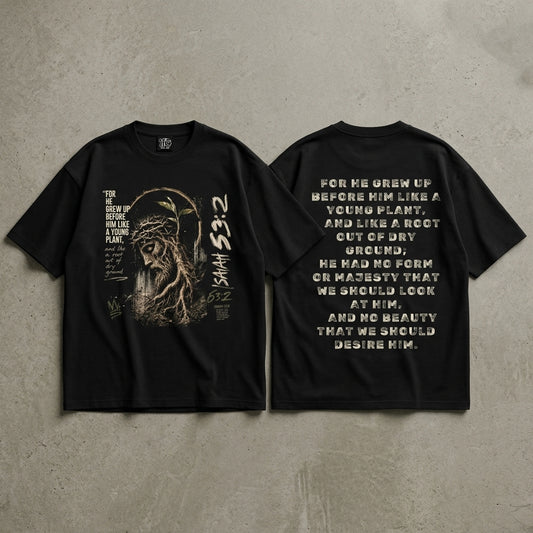 Isaiah 53:2 “Root Out of Dry Ground” Heavyweight Oversized T-Shirt