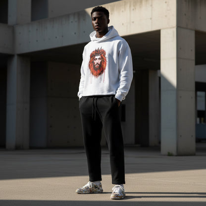 "Lion of Judah" Revelation 5:5 Paint Drip Graphic Heavyweight Oversized Drawstring Hem Hoodie