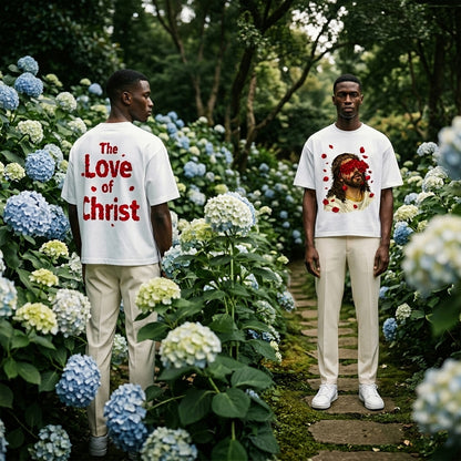 “The Love of Christ” Rose Petal Graphic Boxy T-Shirt