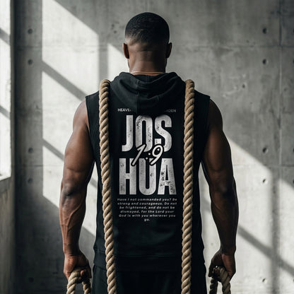 "The Bible” Sleeveless Heavyweight Training Hoodie – Built on Faith (Joshua 1:9)
