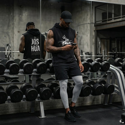 "The Bible” Sleeveless Heavyweight Training Hoodie – Built on Faith (Joshua 1:9)